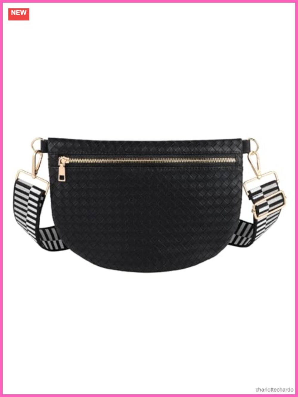 Woven Leather Belt Bag Crossbody Sling Purse Waist Pack Adjustable Straps Women